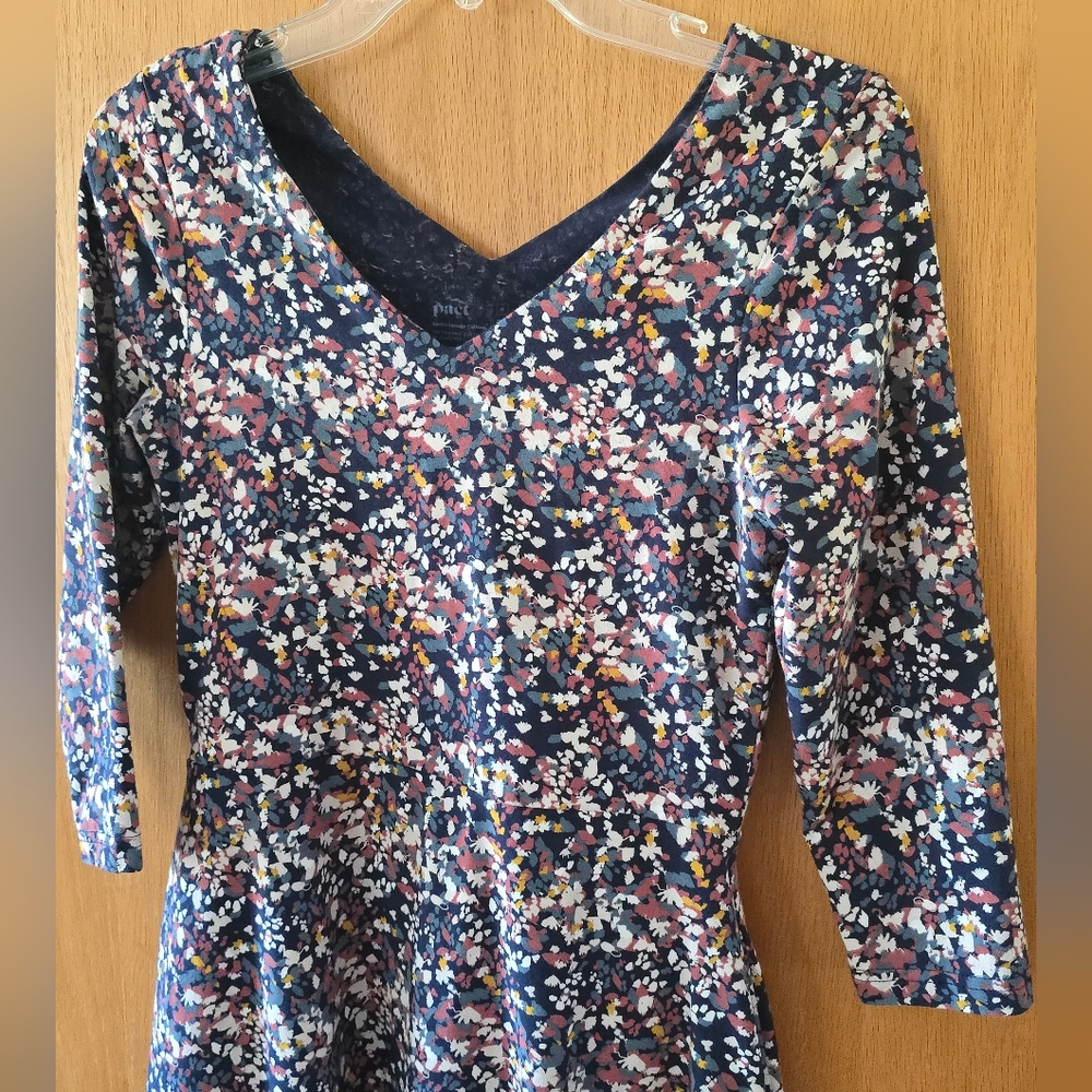 Pact A-Line V-Neck Fit & Flare floral Dress women’s Medium